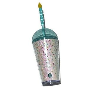 NW2025 STARBUCKS BIRTHDAY GLITTER 16oz COLD CUP, DOME LID,CANDLE STRAW TOPPER